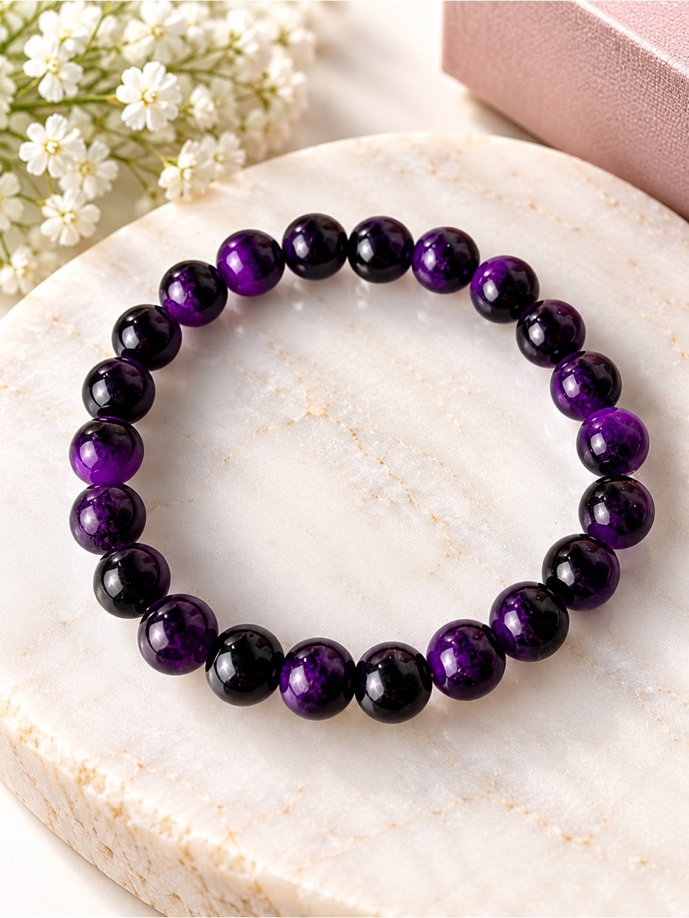 Purple Bead Stretch Bracelet by